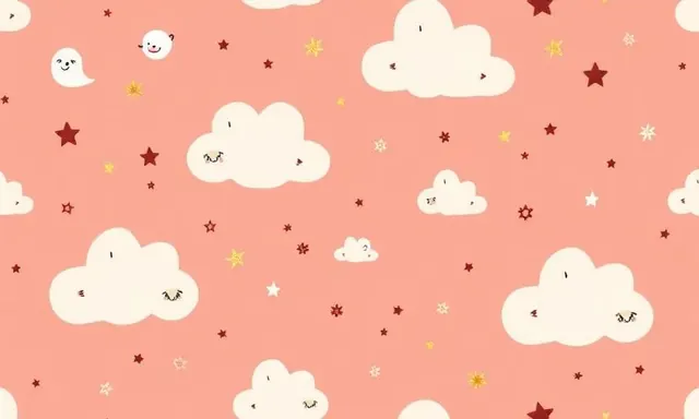 Seamless baby and kids surface pattern swatch with playful small-scale motifs in soft blush