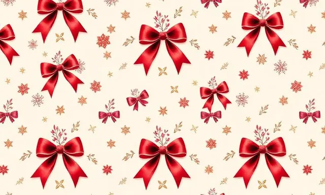 Seamless gifting surface pattern swatch with festive repeating motifs in oxblood and brass